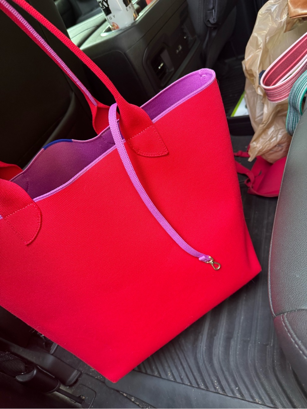 Rothy's Bright Pink Tote with Lavender Interior - Picture 3 of 4